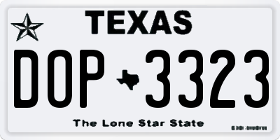 TX license plate DOP3323