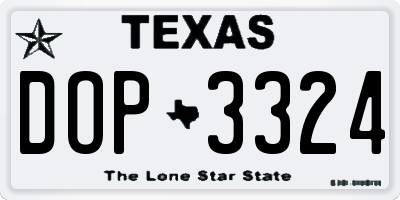 TX license plate DOP3324