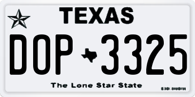 TX license plate DOP3325