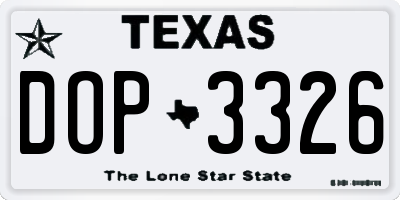 TX license plate DOP3326