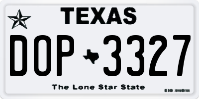 TX license plate DOP3327