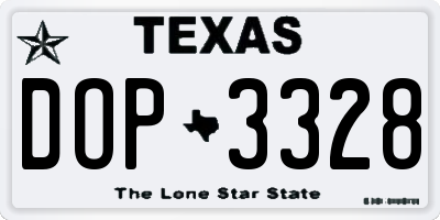 TX license plate DOP3328