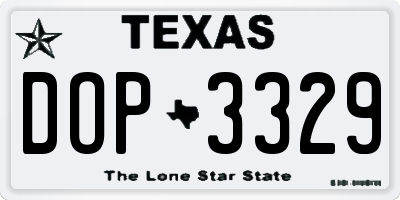 TX license plate DOP3329