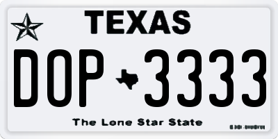 TX license plate DOP3333