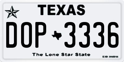 TX license plate DOP3336
