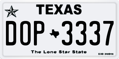 TX license plate DOP3337