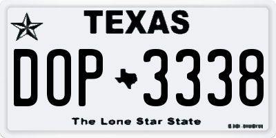 TX license plate DOP3338