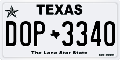TX license plate DOP3340