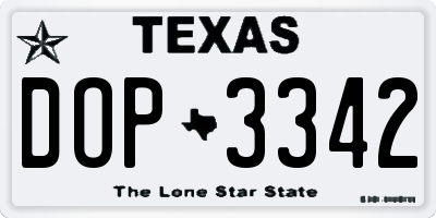 TX license plate DOP3342