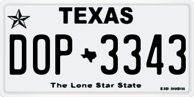 TX license plate DOP3343
