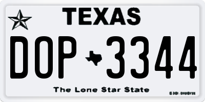 TX license plate DOP3344