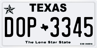 TX license plate DOP3345
