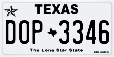 TX license plate DOP3346