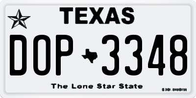 TX license plate DOP3348