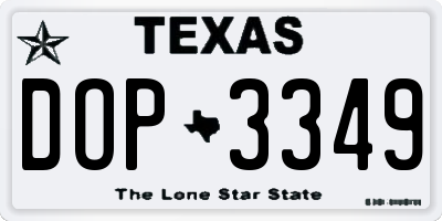 TX license plate DOP3349