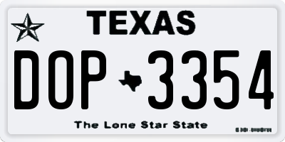 TX license plate DOP3354