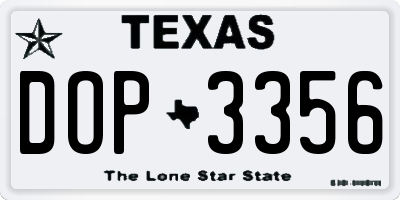 TX license plate DOP3356