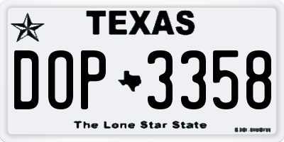 TX license plate DOP3358