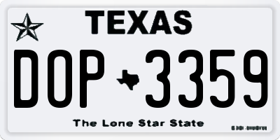TX license plate DOP3359