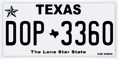 TX license plate DOP3360