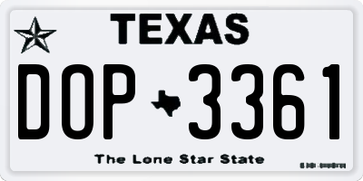 TX license plate DOP3361
