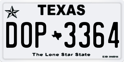 TX license plate DOP3364