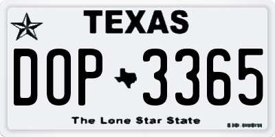 TX license plate DOP3365