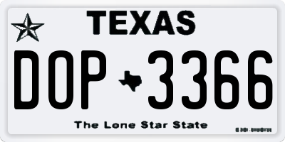 TX license plate DOP3366