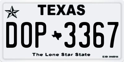 TX license plate DOP3367