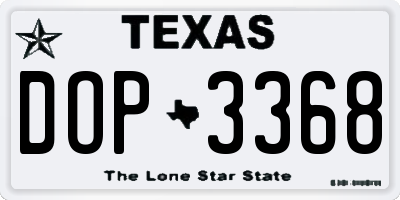TX license plate DOP3368