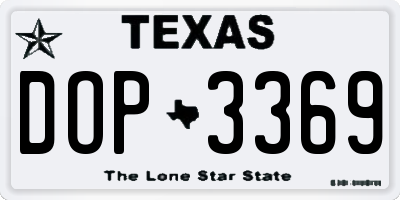 TX license plate DOP3369