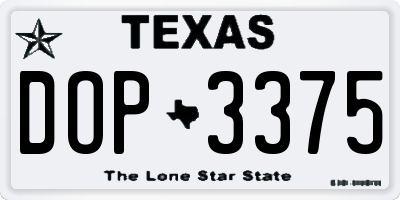 TX license plate DOP3375