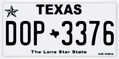 TX license plate DOP3376