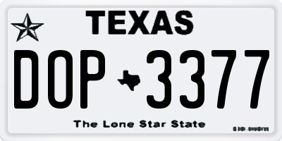 TX license plate DOP3377