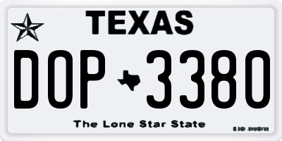 TX license plate DOP3380