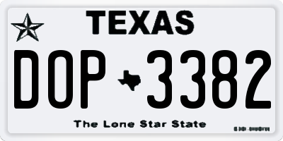 TX license plate DOP3382