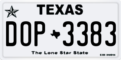TX license plate DOP3383