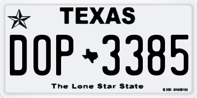 TX license plate DOP3385
