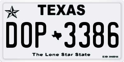 TX license plate DOP3386