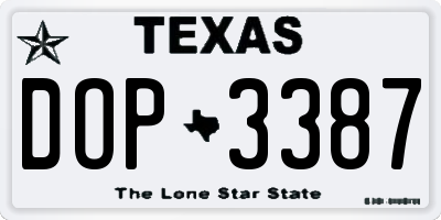TX license plate DOP3387