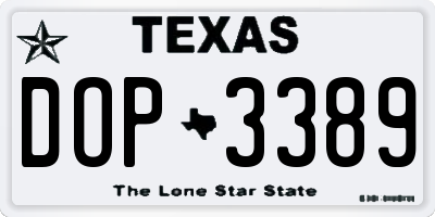TX license plate DOP3389
