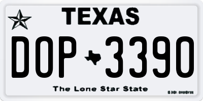 TX license plate DOP3390
