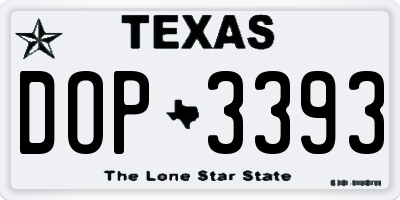 TX license plate DOP3393