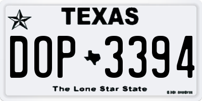 TX license plate DOP3394