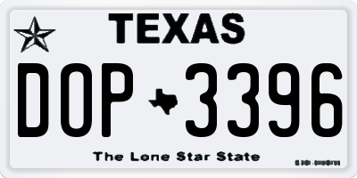 TX license plate DOP3396