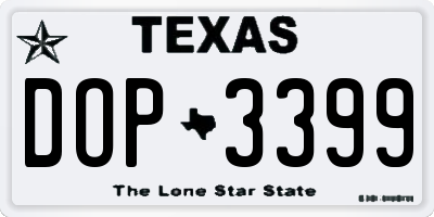 TX license plate DOP3399