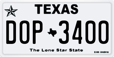 TX license plate DOP3400