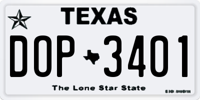 TX license plate DOP3401