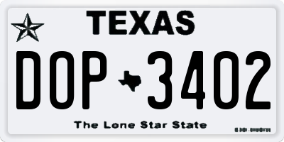 TX license plate DOP3402