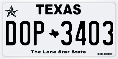 TX license plate DOP3403